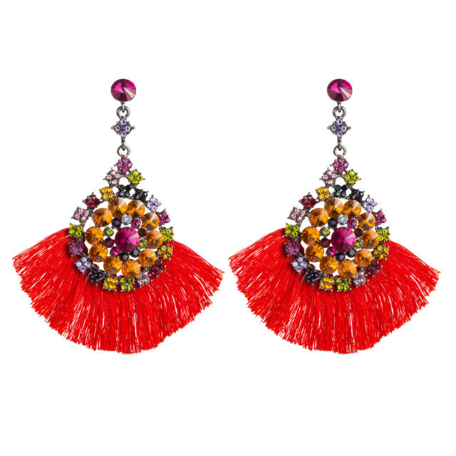 Diamond round tassel earrings Bohemian