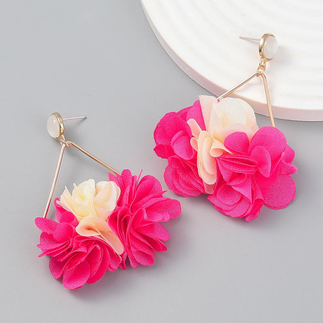 Boho colored flower dangle earrings