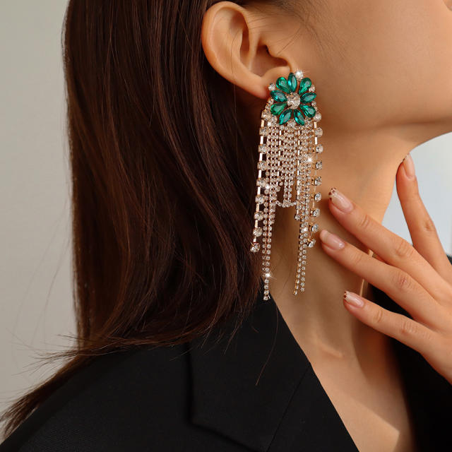 Tassel rhinestone drop earrings