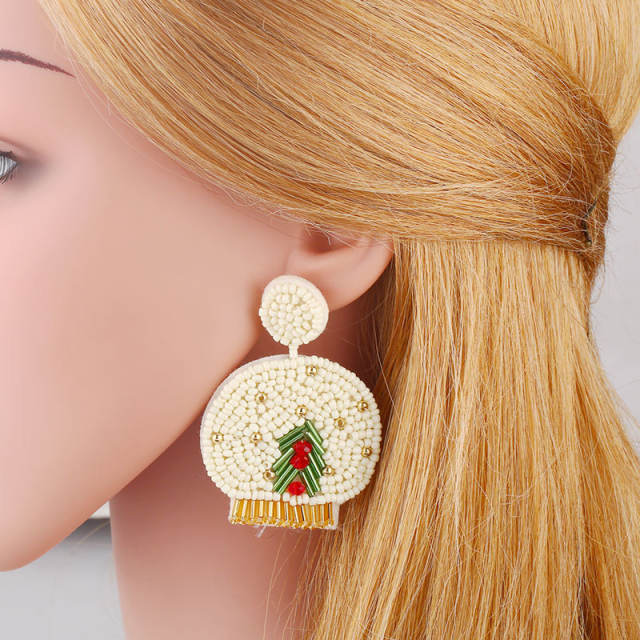 New Christmas hat seed bead earrings