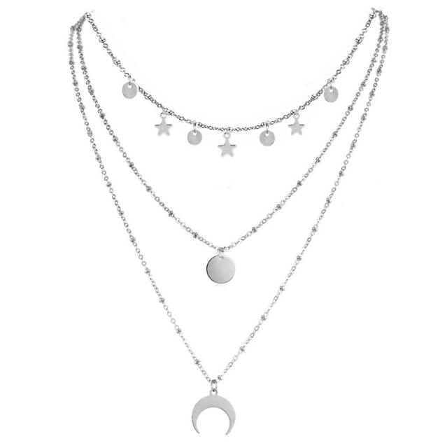 Occident fashion boho layer stainless steel necklace