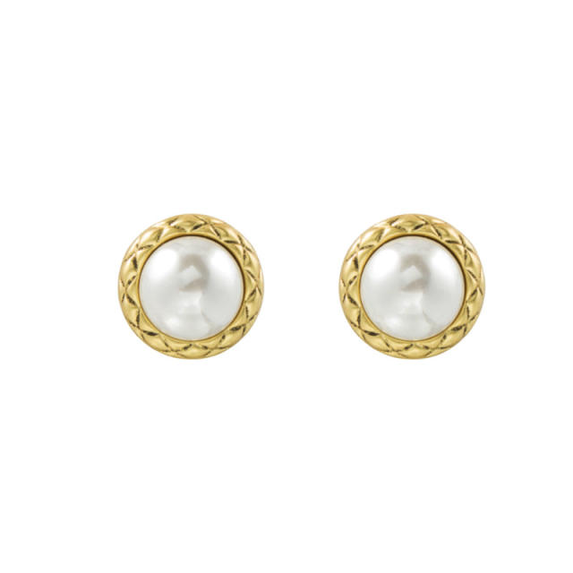 925 sterling silver needle pearl ear studs