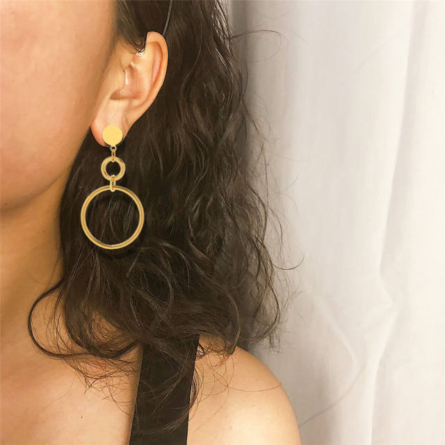 Geometric circle dainty stainless steel earrings