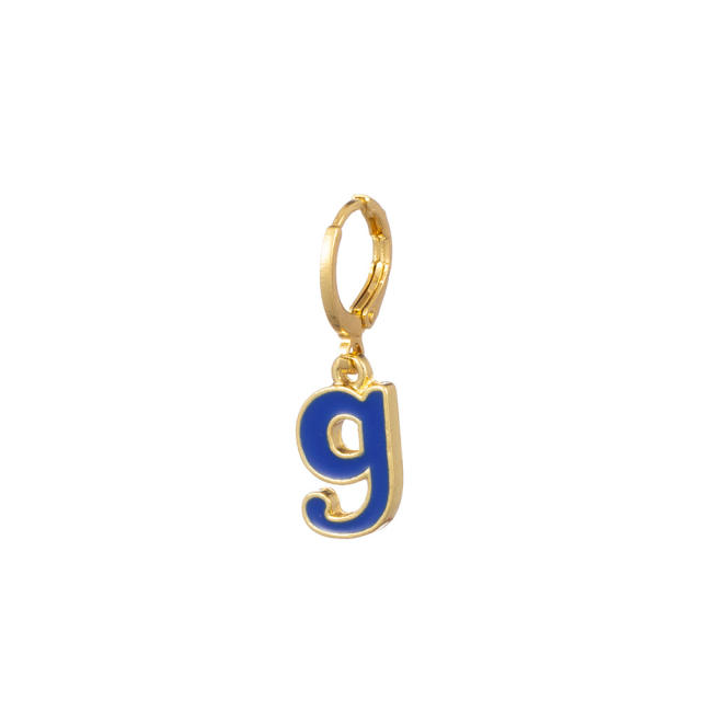 Cute enamel inital letter huggie earrings