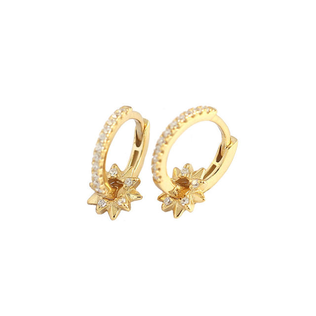 Spinner star diamond S925 huggie earrings