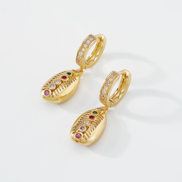 Rhinestone shell drop earrings