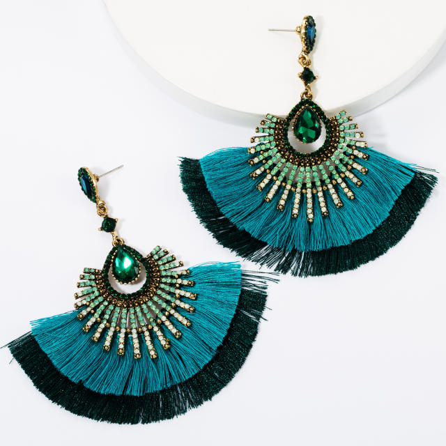 Diamond multi-layer tassel earrings Bohemian