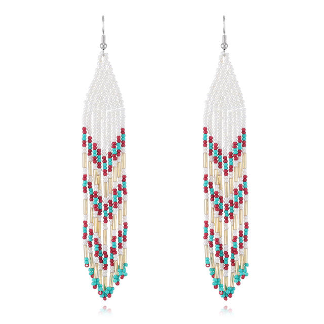 National tassel seed beads earrings