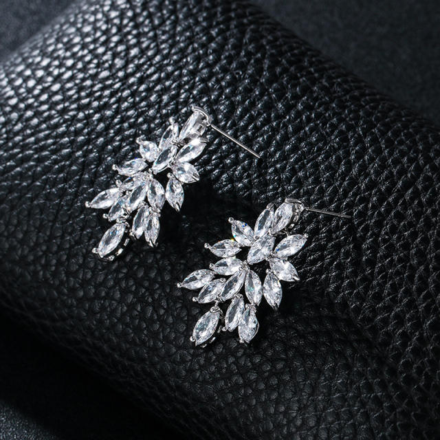 Luxury cubic zircon bridal earrings