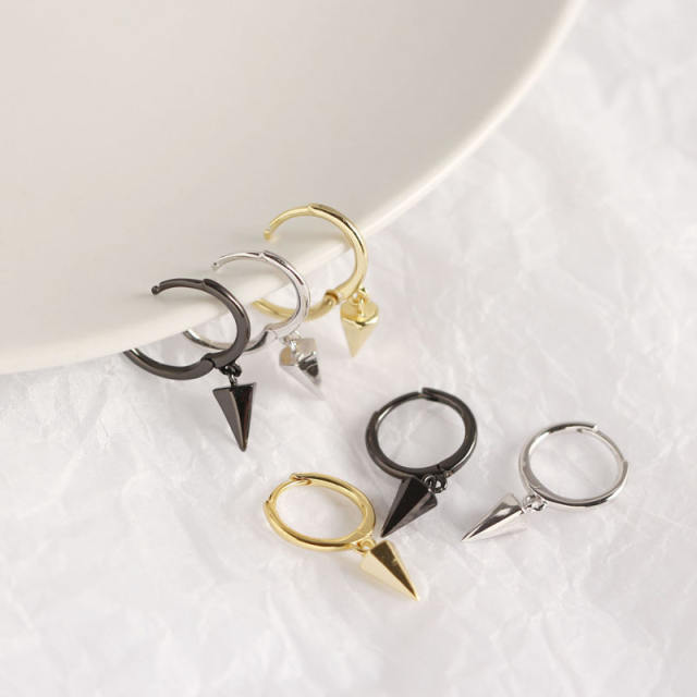 S925 rivet drop huggie earrings