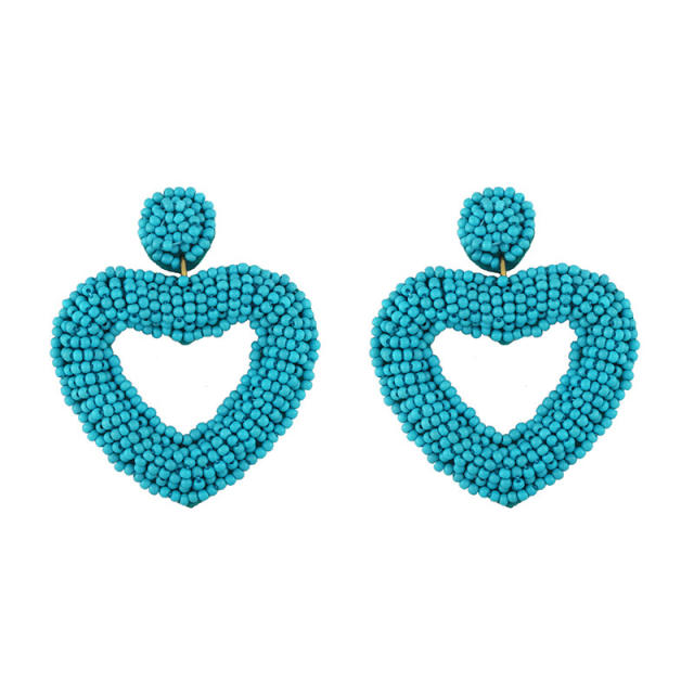 New bohemian seed bead love pendant earrings