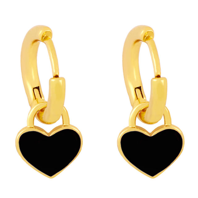 Colorful heart cute huggie earrings