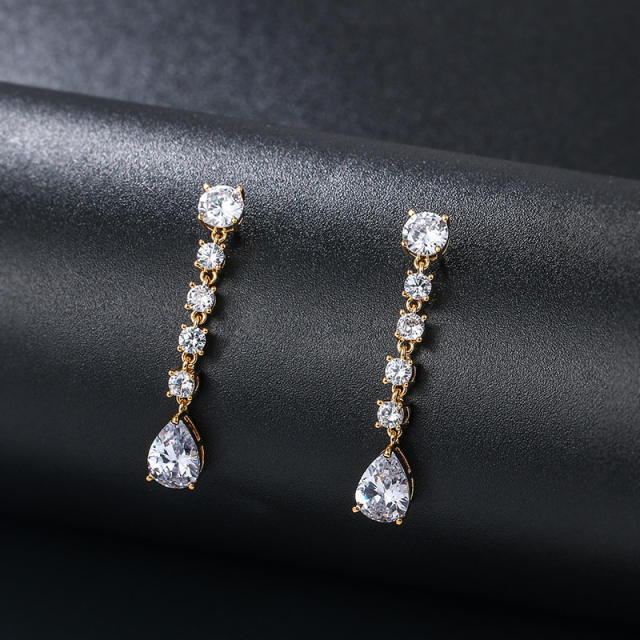 AAA round cubic zircon bridal dangle earrings