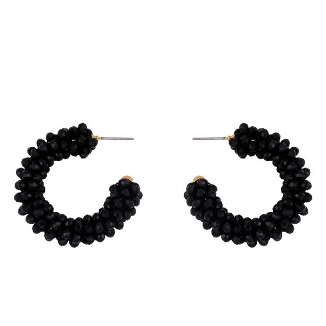 New bohemian C- shaped seed bead stud earrings
