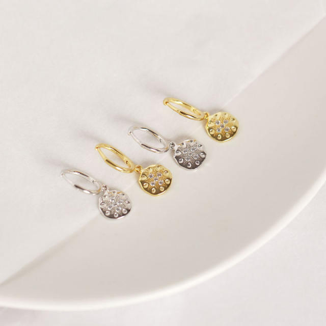 S925 silver diamond huggie earrings