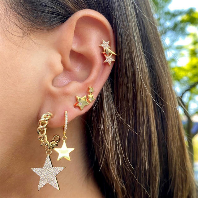 Diamond star huggie earrings