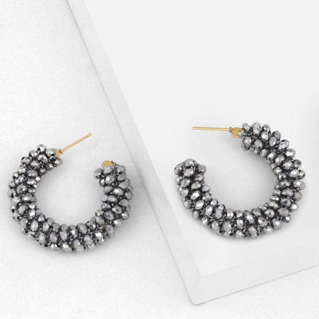 New bohemian C- shaped seed bead stud earrings