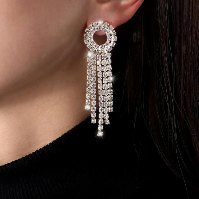 Tassel rhinestone earrings
