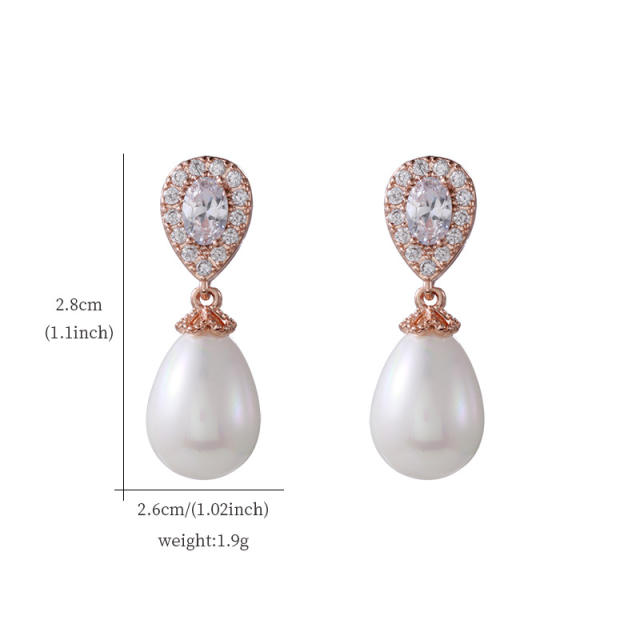 Classic pearl drop bridal earrings