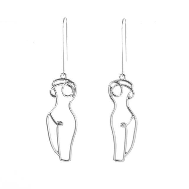 Humanoid outline pendant earrings