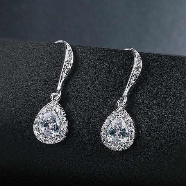 Drop cubic zircon bridal earrings