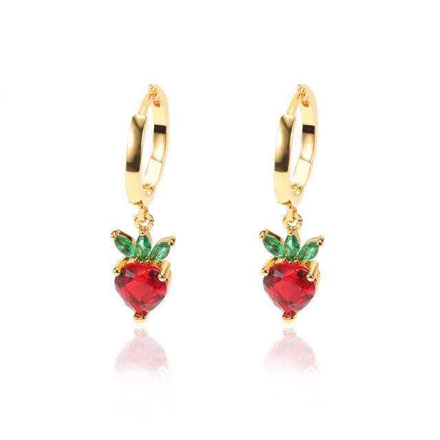 Color cubic zircon fruit huggie earrings