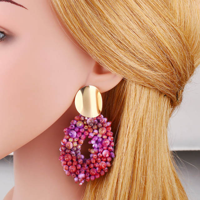 Fashion bohemian seed bead water drop earrings