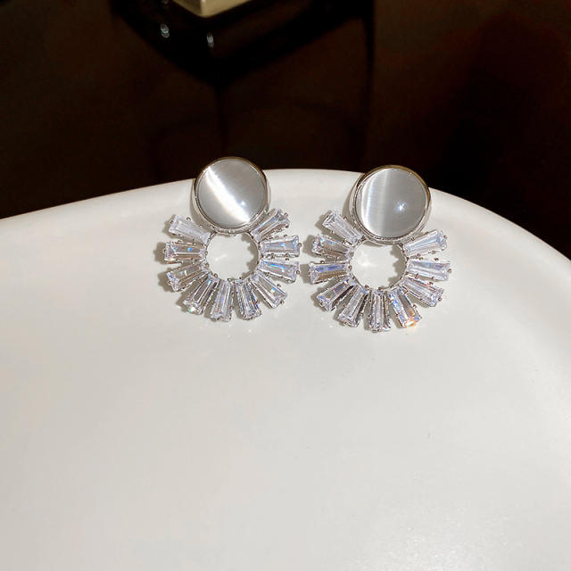 925 sterling silver needle opal stone earrings