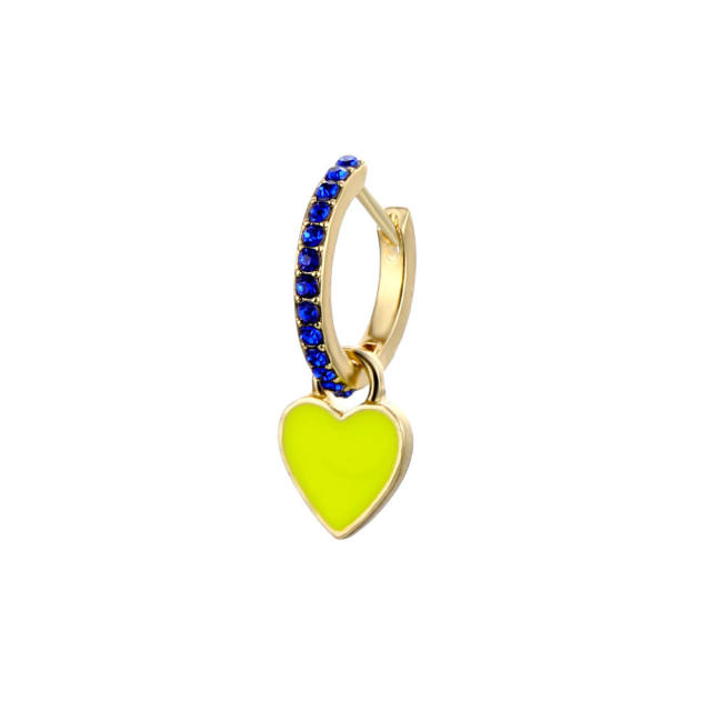 Rhinestone love heart  huggie earrings(1pcs price)