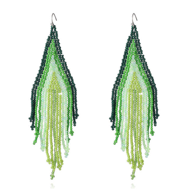 Handmade color seed beads tassel earrings