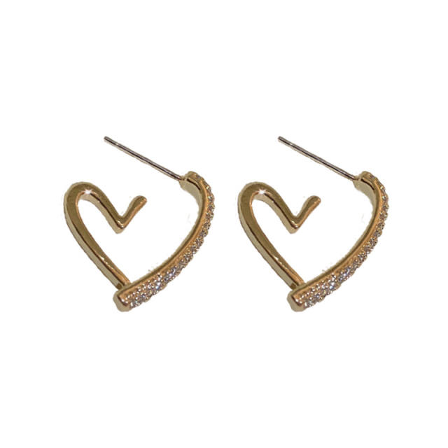 Diamond heart hoop earrings