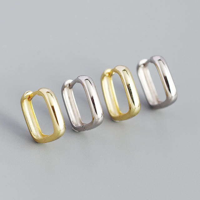 S925 square shaped huggie earrings