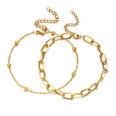 Easy match two layer chain bracelet stainless steel bracelet