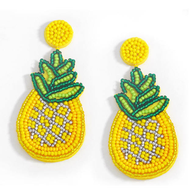 Creative bohemian style pineapple seed bead earrings