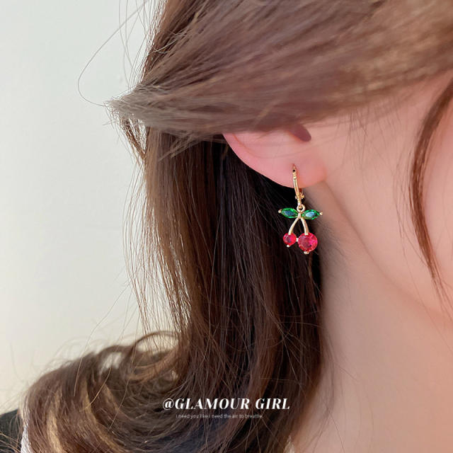 Sweet cherry huggie earrings