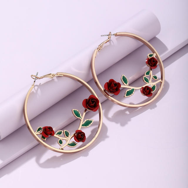 Hoop flower earrings