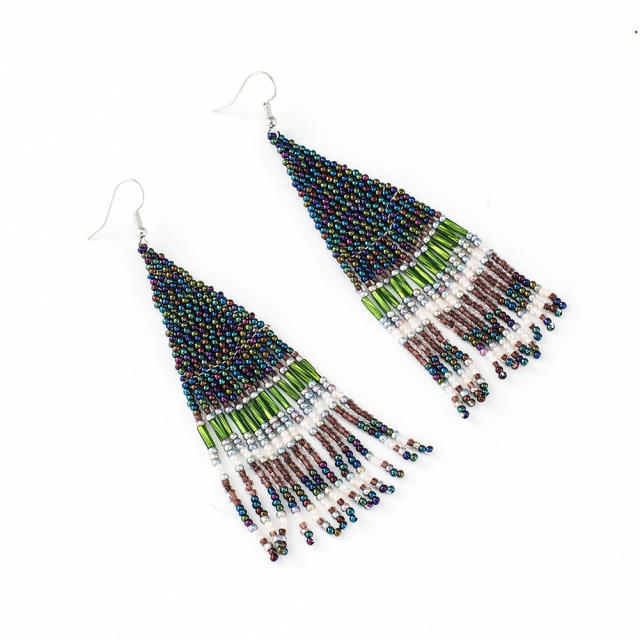 Color seed beads tassel earrings