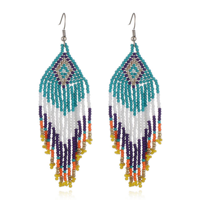 Color seed beads boho tassel earrings