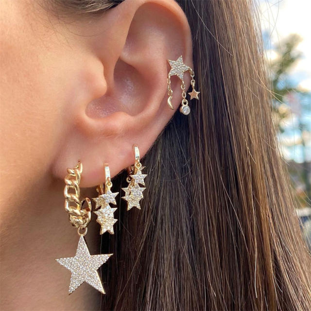 Diamond star huggie earrings
