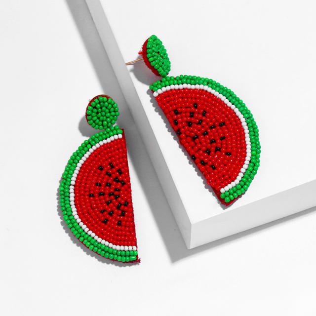 Bohemian watermelon shape seed bead earrings