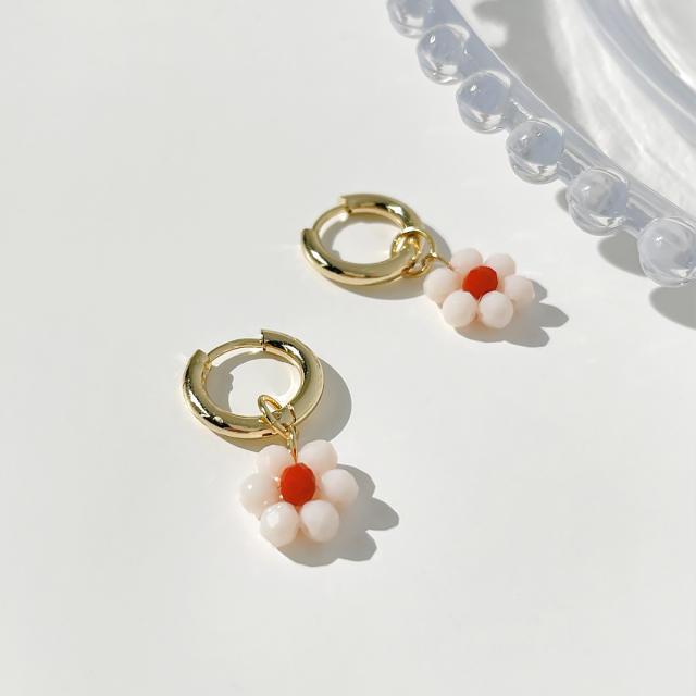 Acylic flower huggie earrings