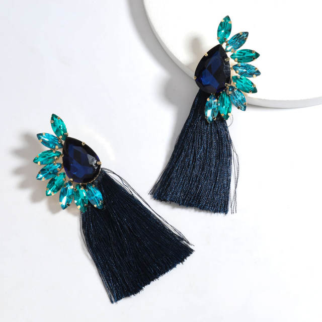 Diamond long tassel earrings Bohemian