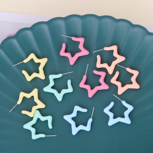Macaron color star earrings