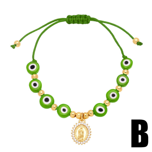 Boho evil eye beads real gold plated bracelet