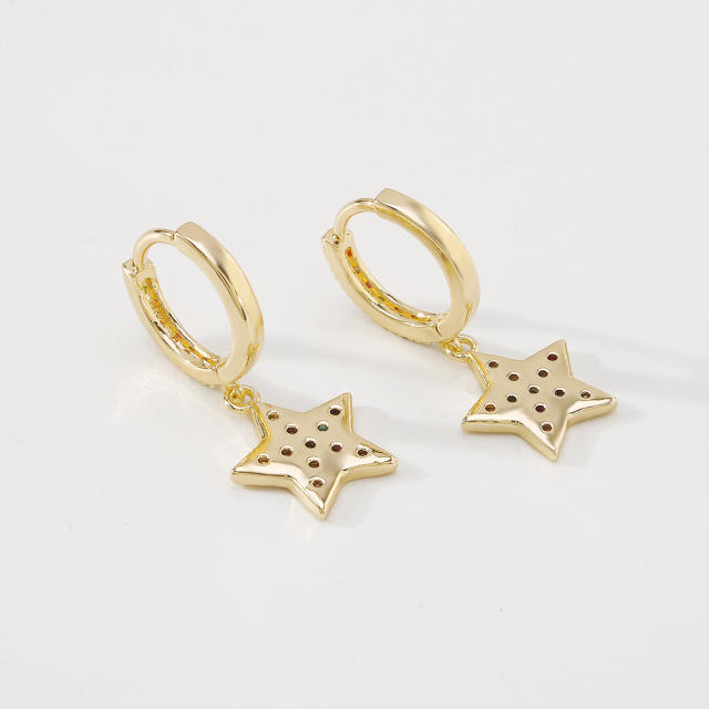 Star rhinestone huggie earrings
