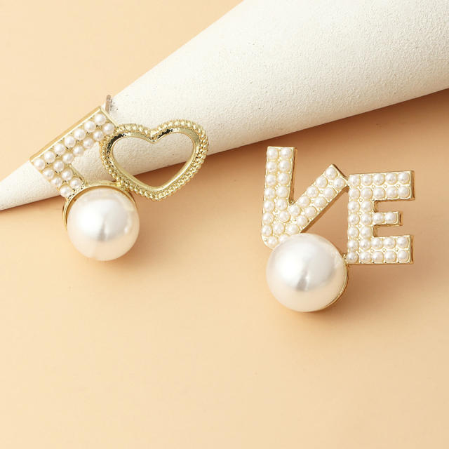 Pearl letter earrings