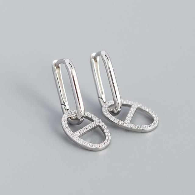 S925 diamond huggie earrings