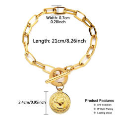 Hiphop stainless steel chain bracelet toggle bracelet