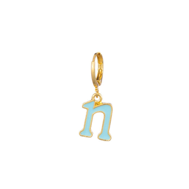 Cute enamel inital letter huggie earrings