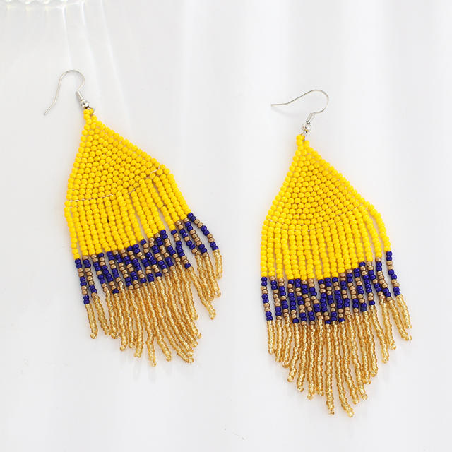 Boho seed beads tassel earrings